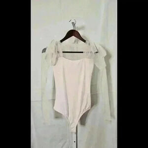 Elegant Pink Sheer Sleeve Body Suit